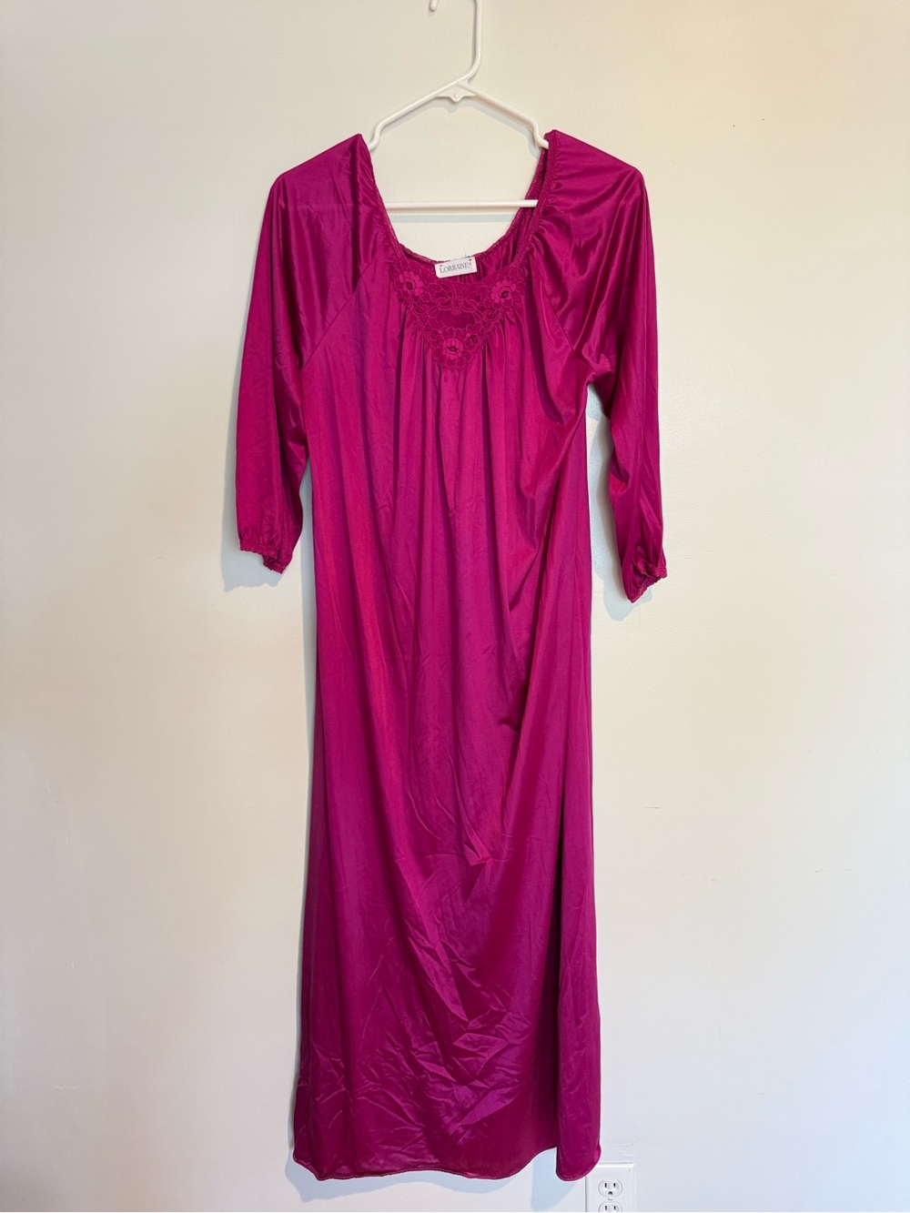 Lorraine 1970’s Magenta Satin Nightgown